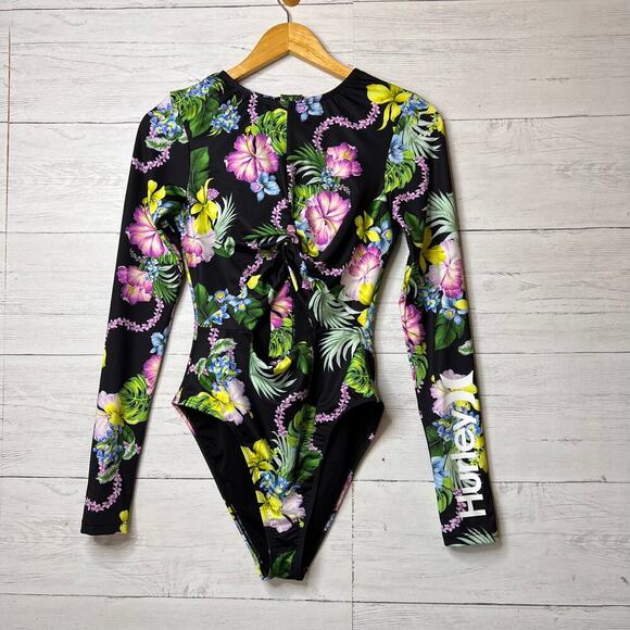 Hurley Other - Hurley Bath Suit Womens Size Large Colorful Floral One Piece Cut Out Twist Front
